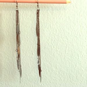 Long Leaf and Chain Earrings